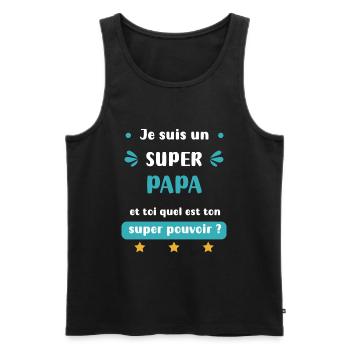 Super Dad Super Power Dad Gift - Men's Premium Organic Tank Top - black - Front - AI Model Male 178 light (178cm)