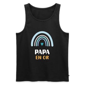 papa en or arc-en-ciel cadeau papa - Débardeur bio Premium Homme - noir - Devant - Michal (187cm)