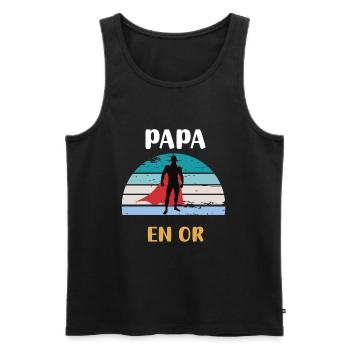 papa en or rétro vintage cadeau papa - Débardeur bio Premium Homme - noir - Devant - Michal (187cm)