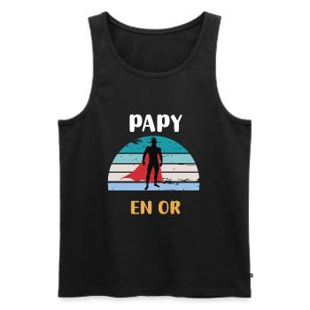 papy en or rétro vintage grand-père - Débardeur bio Premium Homme - noir - Devant - Michal (187cm)