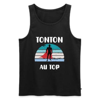 Onkel an der Spitze Retro-Vintage-Onkel-Geschenk - Männer Premium Bio Tank Top - Schwarz - Vorne - Michal (187cm)