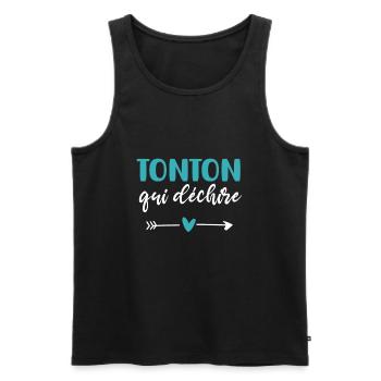 tonton qui déchire coeur cadeau tonton - Débardeur bio Premium Homme - noir - Devant - Michal (187cm)