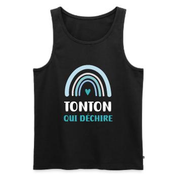 tonton qui déchire arc-en-ciel cadeau tonton - Débardeur bio Premium Homme - noir - Devant - Michal (187cm)