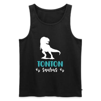 Onkel Saurus Dinosaurier T Rex Geschenk Onkel - Männer Premium Bio Tank Top - Schwarz - Vorne - Michal (187cm)
