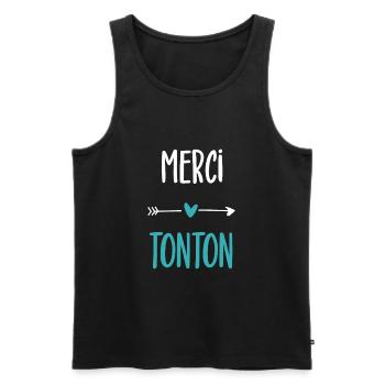 merci tonton humour cadeau tonton - Débardeur bio Premium Homme - noir - Devant - Michal (187cm)