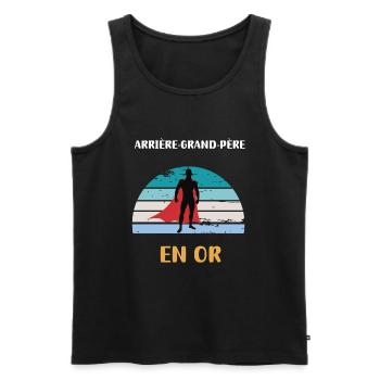 Urgroßvater in Vintage-Retro-Gold - Männer Premium Bio Tank Top - Schwarz - Vorne - Michal (187cm)