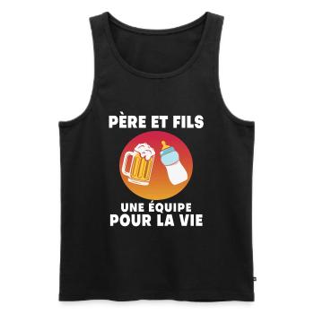 Vater und Sohn Retro-Aperitif-Vintage-Papa-Geschenk - Männer Premium Bio Tank Top - Schwarz - Vorne - Michal (187cm)