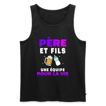 Vater Sohn Aperitif Duo Mann Team Geschenk Papa - Männer Premium Bio Tank Top - Schwarz - Vorne - Michal (187cm)