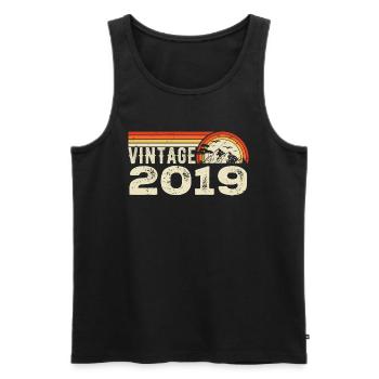 Vintage 2019 Cadeau Anniversaire 2019 Rétro 2019 - Débardeur bio Premium Homme - noir - Devant - AI Model Male 178 light (178cm)