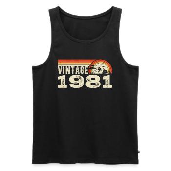 Jahrgang 1981 Retro 1981 Geburtstagsgeschenk - Männer Premium Bio Tank Top - Schwarz - Vorne - AI Model Male 178 light (178cm)