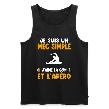Mec simple gym apéro gymnaste humour - Débardeur bio Premium Homme - noir - Devant - AI Model Male 178 light (178cm)