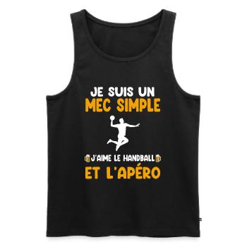 Mec simple handball apéro handballeur humour - Débardeur bio Premium Homme - noir - Devant - Michal (187cm)
