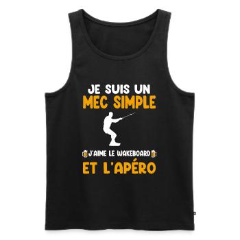 Mec simple wakeboard apéro wakeboardeur humour - Débardeur bio Premium Homme - noir - Devant - Michal (187cm)