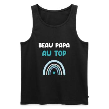 Stiefvater im Regenbogen-Top Hübscher Vater - Männer Premium Bio Tank Top - Schwarz - Vorne - Michal (187cm)