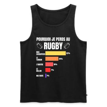 Maillot Rugby Humour Rugbyman Perdant Joueur Rugby - Débardeur bio Premium Homme - noir - Devant - Michal (187cm)