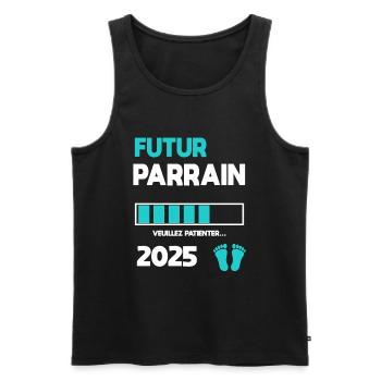 futur parrain 2025 cadeau annonce grossesse - Débardeur bio Premium Homme - noir - Devant - Michal (187cm)