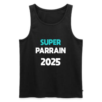 super parrain 2025 cadeau annonce grossesse - Débardeur bio Premium Homme - noir - Devant - Michal (187cm)
