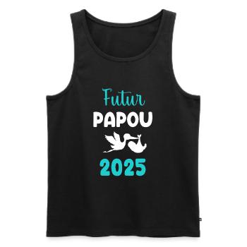 Future Papuan 2025 Stork Announcement Pregnancy Daddy - Men's Premium Organic Tank Top - black - Front - Michal (187cm)