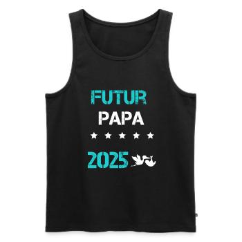 cigogne Futur papa 2025 annonce grossesse - Débardeur bio Premium Homme - noir - Devant - Michal (187cm)