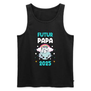 Futur papa 2025 licorne annonce grossesse - Débardeur bio Premium Homme - noir - Devant - Michal (187cm)