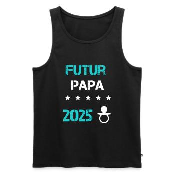 tétine Futur papa 2025 annonce grossesse - Débardeur bio Premium Homme - noir - Devant - Michal (187cm)