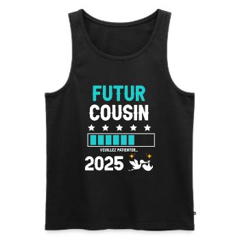 Künftiger Storch Cousin 2025 Schwangerschaftsbekanntgabe - Männer Premium Bio Tank Top - Schwarz - Vorne - Michal (187cm)