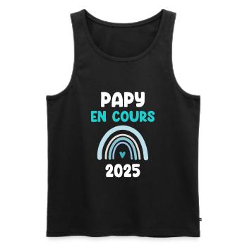2025 papy en cours cadeau annonce grossesse - Débardeur bio Premium Homme - noir - Devant - Michal (187cm)