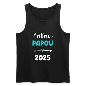 papou meilleur 2025 cadeau annonce grossesse - Débardeur bio Premium Homme - noir - Devant - Michal (187cm)