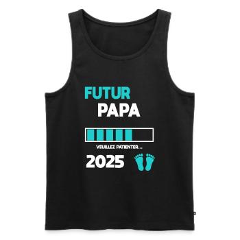 futur papa 2025 cadeau annonce grossesse - Débardeur bio Premium Homme - noir - Devant - Michal (187cm)