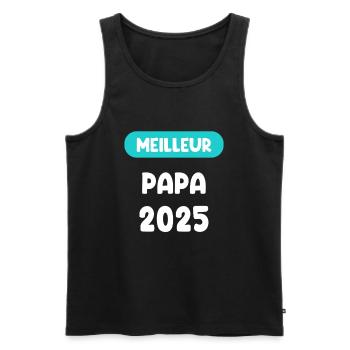 meilleur 2025 papa cadeau annonce grossesse - Débardeur bio Premium Homme - noir - Devant - Michal (187cm)