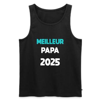 meilleur papa 2025 cadeau annonce grossesse - Débardeur bio Premium Homme - noir - Devant - Michal (187cm)