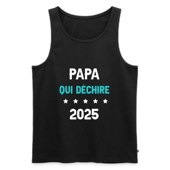 papa 2025 qui déchire cadeau annonce grossesse - Débardeur bio Premium Homme - noir - Devant - Michal (187cm)