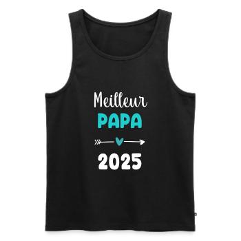 papa meilleur 2025 cadeau annonce grossesse - Débardeur bio Premium Homme - noir - Devant - Michal (187cm)