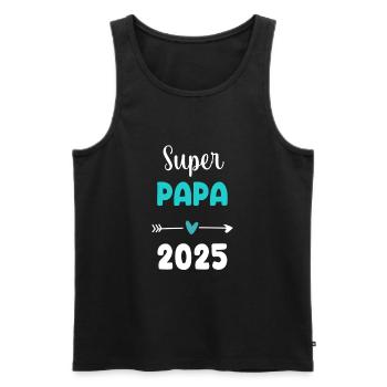 papa super 2025 cadeau annonce grossesse - Débardeur bio Premium Homme - noir - Devant - Michal (187cm)