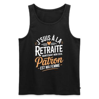 Retraité humour 2025 – Mon Patron c’est ma femme - Débardeur bio Premium Homme - noir - Devant - Michal (187cm)