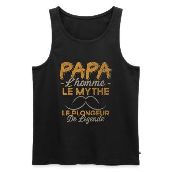 Papa Le Plongeur De Légende Cadeau Plongée Humour - Débardeur bio Premium Homme - noir - Devant - Michal (187cm)