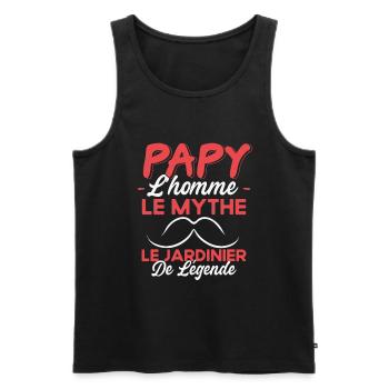 Papy Le Jardinier Légende Cadeau Jardinage Humour - Débardeur bio Premium Homme - noir - Devant - Michal (187cm)