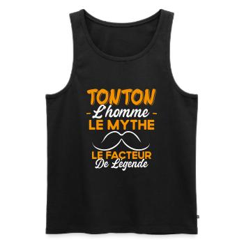 Tonton Le Facteur De Légende Cadeau Humour - Débardeur bio Premium Homme - noir - Devant - AI Model Male 178 light (178cm)