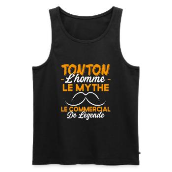 Tonton Le Commercial De Légende Cadeau Humour - Débardeur bio Premium Homme - noir - Devant - AI Model Male 178 light (178cm)