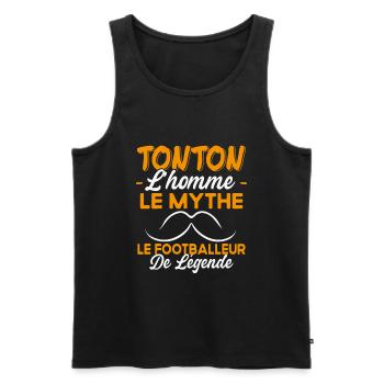 Tonton Footballeur De Légende Cadeau Foot Humour - Débardeur bio Premium Homme - noir - Devant - AI Model Male 178 light (178cm)