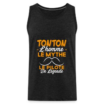 Tonton Le Pilote De Légende Cadeau Voiture Humour - Débardeur bio Premium Homme - charbon - Devant - Alexander (188cm)