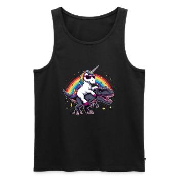 Einhorn-Dinosaurier-T-Rex-Geschenk für Mädchenspaß - Männer Premium Bio Tank Top - Schwarz - Vorne - AI Model Male 178 light (178cm)