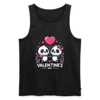Panda Amoureux Mignon Cadeau Saint Valentin - Débardeur bio Premium Homme - noir - Devant - Michal (187cm)