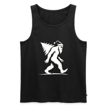 Bigfoot Noël Sapin Cadeau Humour - Débardeur bio Premium Homme - noir - Devant - AI Model Male 178 light (178cm)