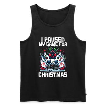 Game on Break for Christmas Gift Humor Geek - Men's Premium Organic Tank Top - black - Front - Michal (187cm)