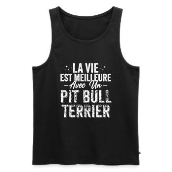 La Vie Est Meilleure Avec Un PitBull Terrier - Débardeur bio Premium Homme - noir - Devant - Michal (187cm)