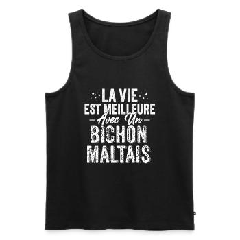 La Vie Est Meilleure Avec Un Bichon Maltais - Débardeur bio Premium Homme - noir - Devant - Michal (187cm)