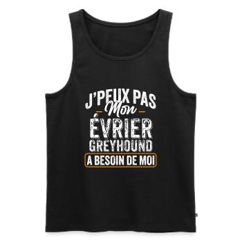 J'Peux Pas Mon Évrier Greyhound A Besoin De Moi - Débardeur bio Premium Homme - noir - Devant - Michal (187cm)