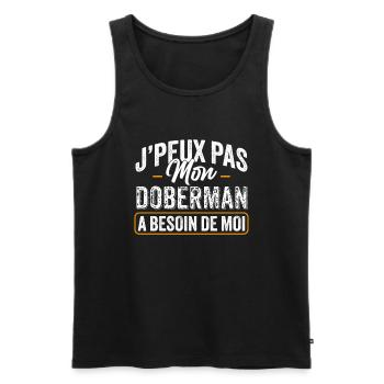 J'Peux Pas Mon Doberman A Besoin De Moi - Débardeur bio Premium Homme - noir - Devant - Michal (187cm)