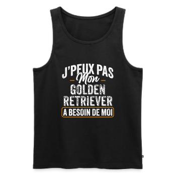 J'Peux Pas Mon Golden Retriever A Besoin De Moi - Débardeur bio Premium Homme - noir - Devant - Michal (187cm)